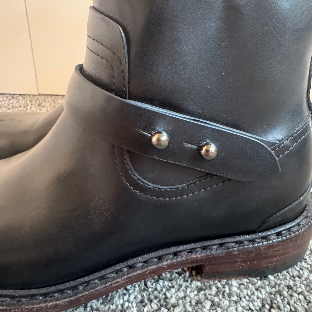 Rag & Bone Ashford Black Leather Moto Ankle Boots EU 35 US 5 Side Zip - Picture 3 of 10